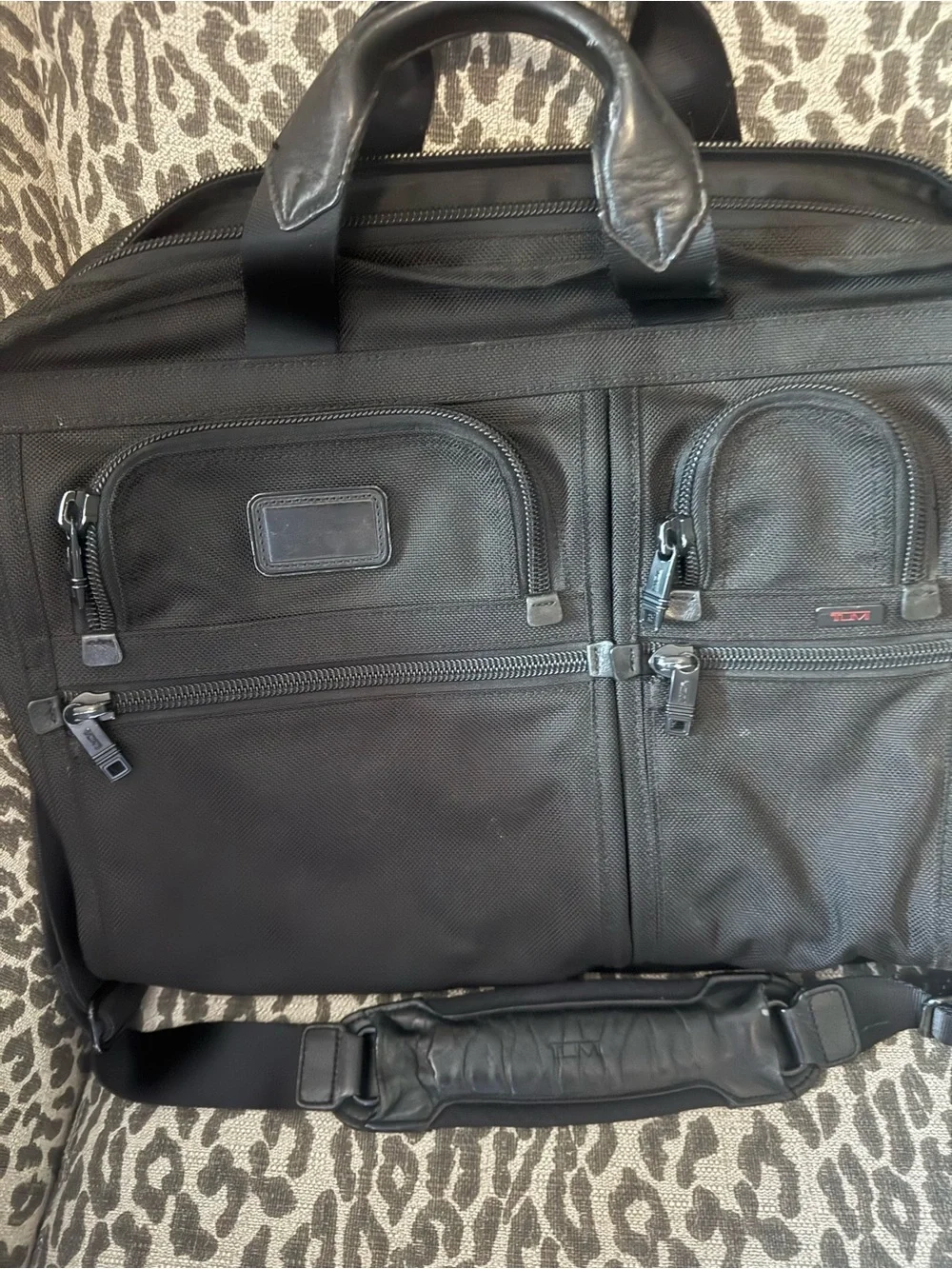 Tumi Black Nylon Laptop Briefcase with Dual Front Pockets